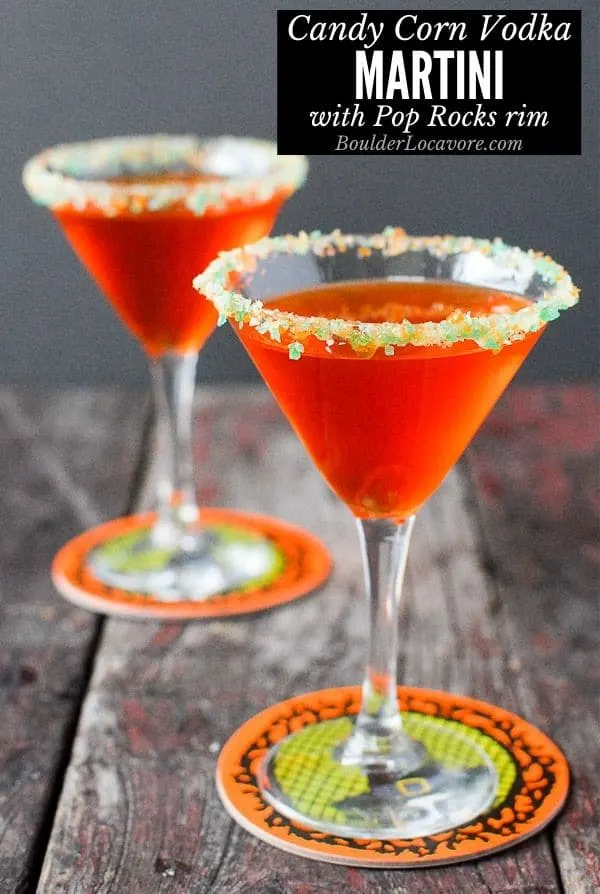 Candy Corn Vodka Martini with Pop Rocks
