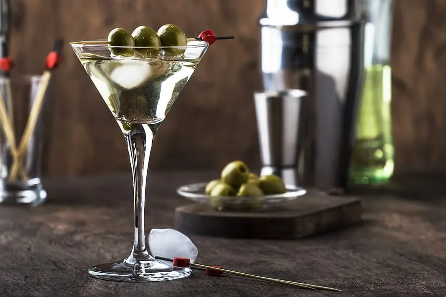 Garnishing an extra dirty martini