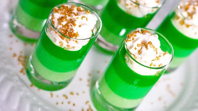 Ombre St. Patrick’s Day Jello Shots by E is for Eat