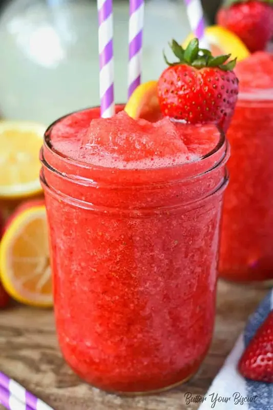 Strawberry Lemonade Vodka Slush by Butter Your Biscuit