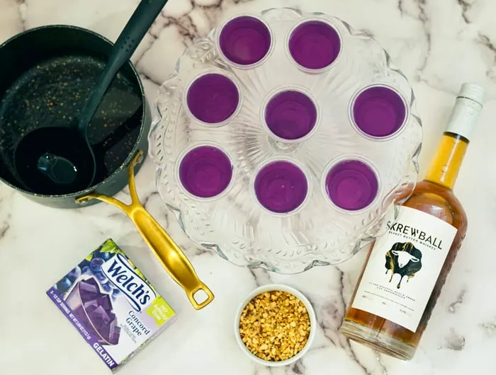 Purple Peanut Butter and Jelly Jello Shots