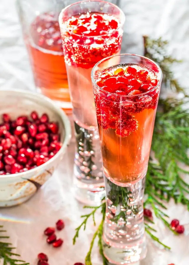Pomegranate Elderflower Spritzers