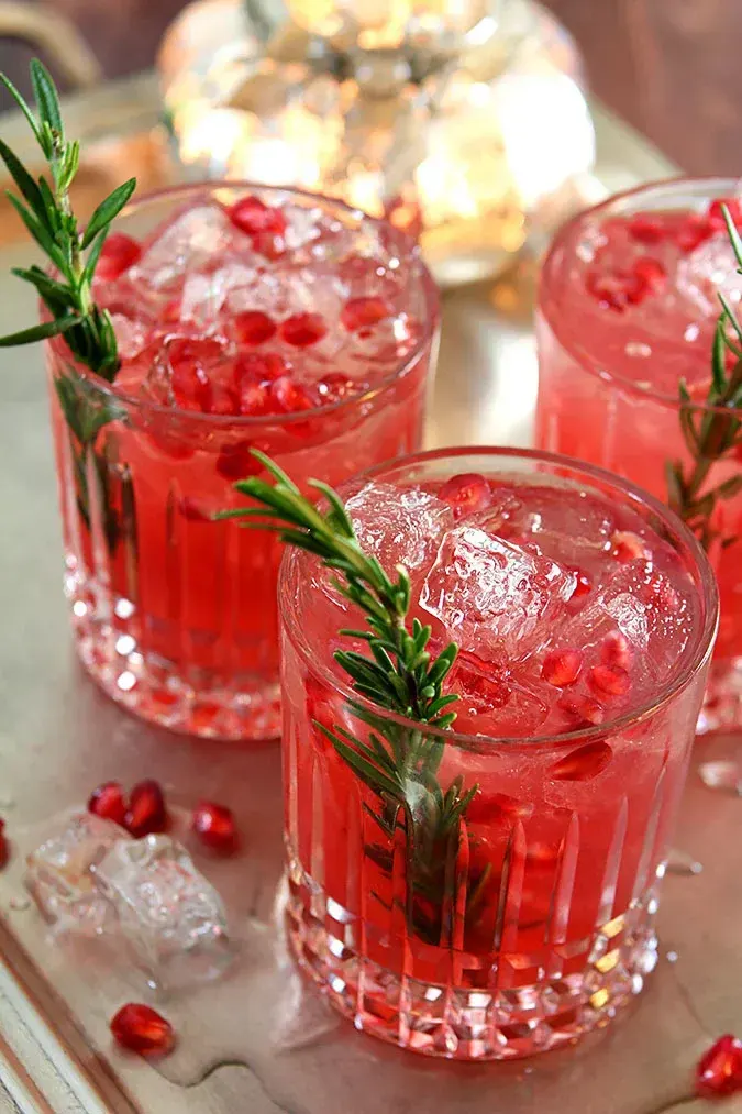 Pomegranate and Rosemary Gin Fizz Cocktail