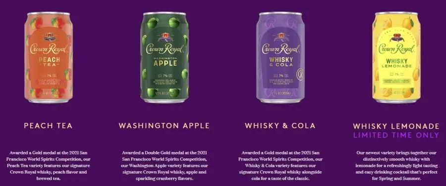 4 Crown Royal Mixed Drinks in a Can