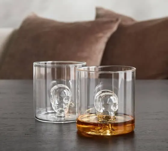 Glass Skull Double Shot Glasses