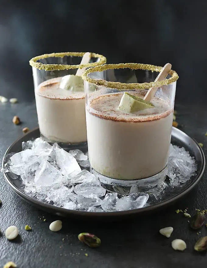 Pistachio White Chocolate Rum Popsicles with Tigers Milk