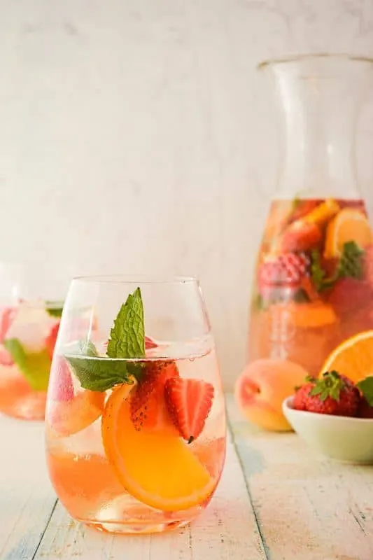 White Wine Sangria with Fresh Peppermint